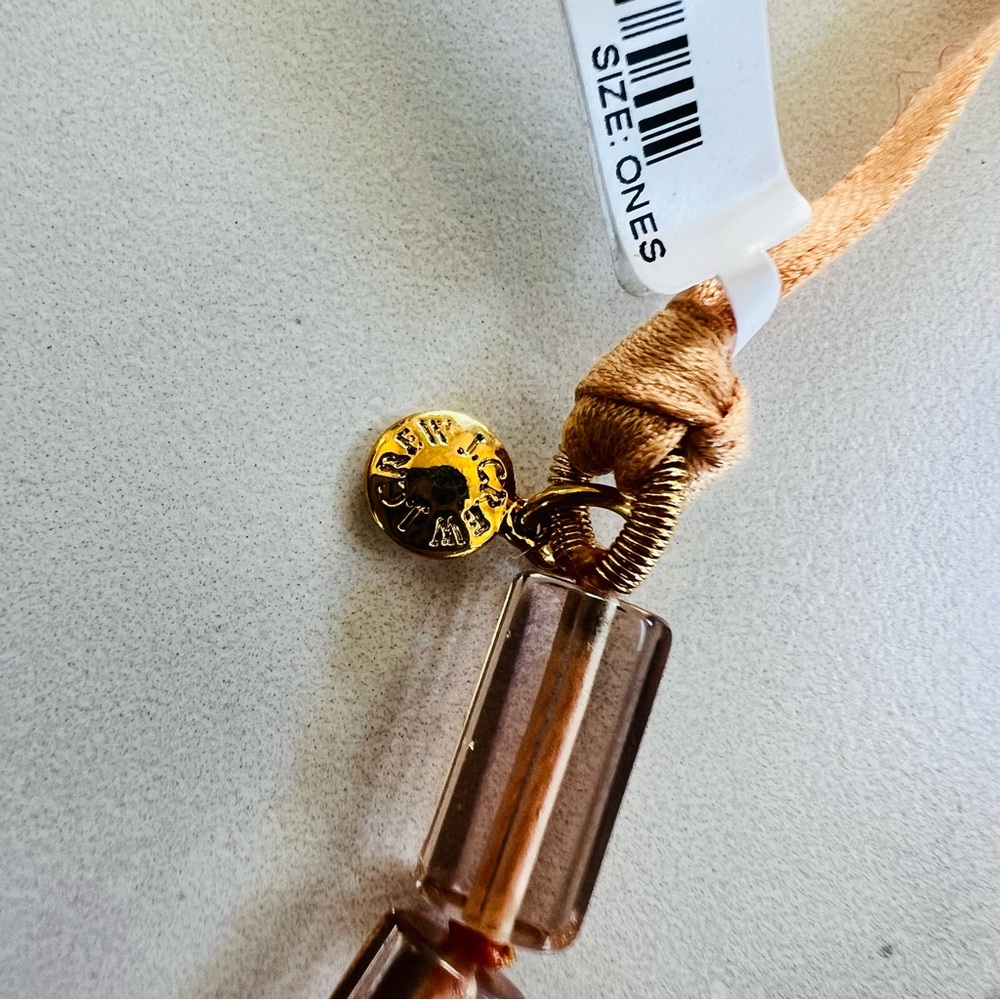 💚 NWT💚 J.CREW Peach Rhinestone Ribbon Necklace - Picture 3 of 4